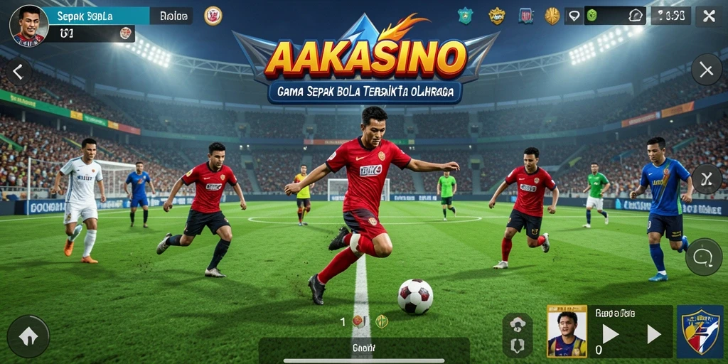 Gameplay AAKASINO yang mendebarkan dalam suasana lapangan sepak bola.
