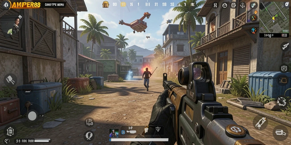 Tampilan gameplay seru dari AMPER88 yang menggugah semangat.