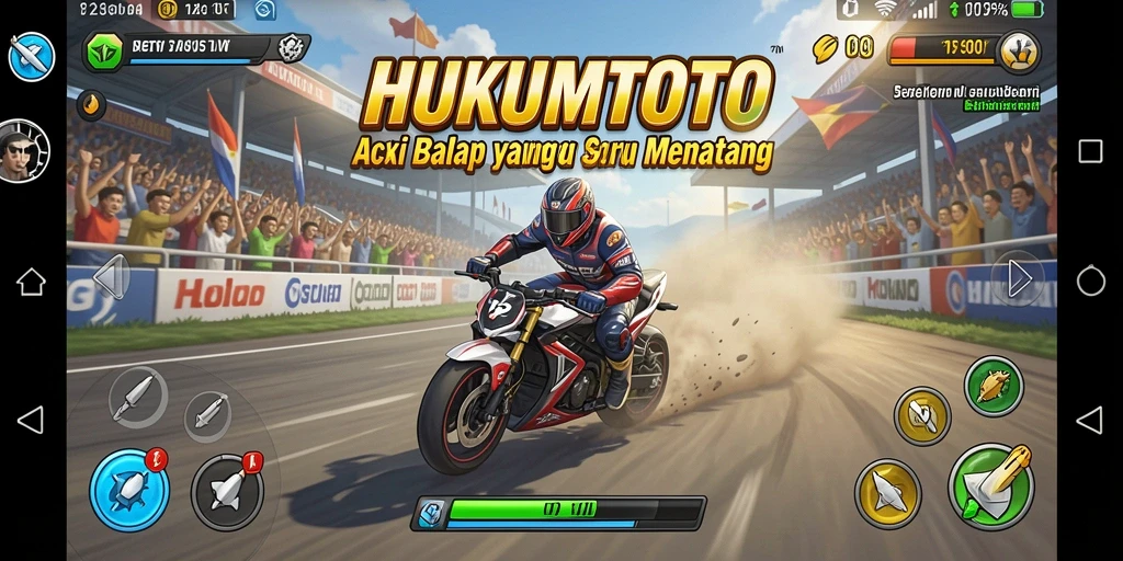 Screenshot HUKUMTOTO menampilkan aksi balap yang mendebarkan dan grafis yang memukau.