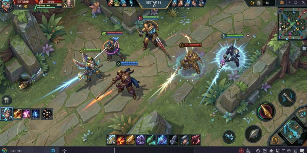 Tangkapan layar gameplay mendebarkan dari IBET899 MOBA.