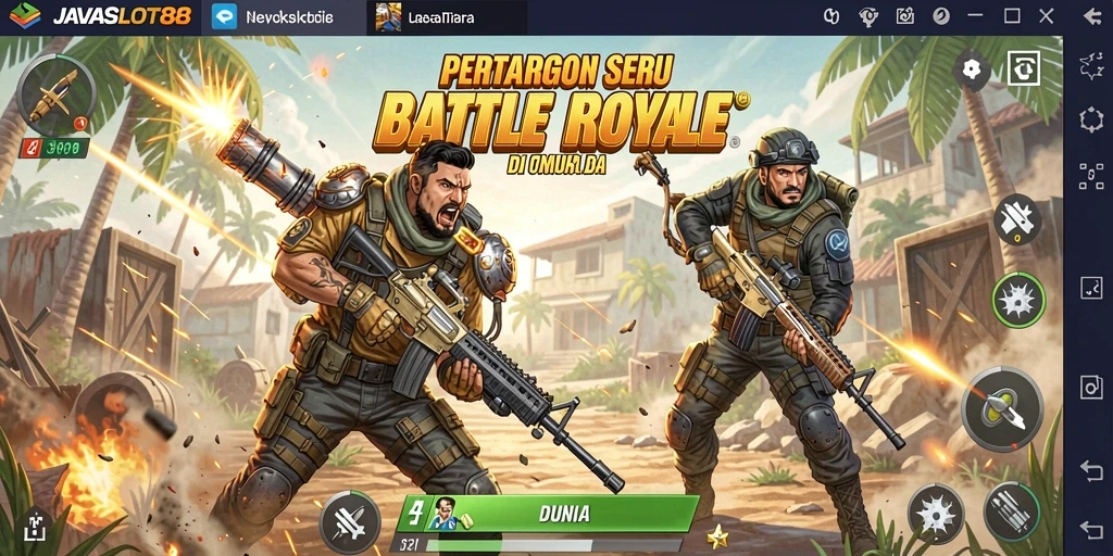 Tampilan seru gameplay Battle Royale di JAVASLOT88.