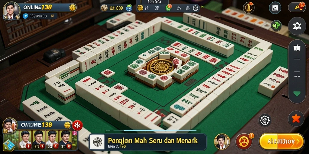 Tampilan gameplay menarik dari ONLINE138 yang menampilkan berbagai ubin Mahjong.