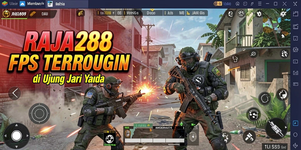 Tampilan aksi seru dalam gameplay RAJA288 FPS.
