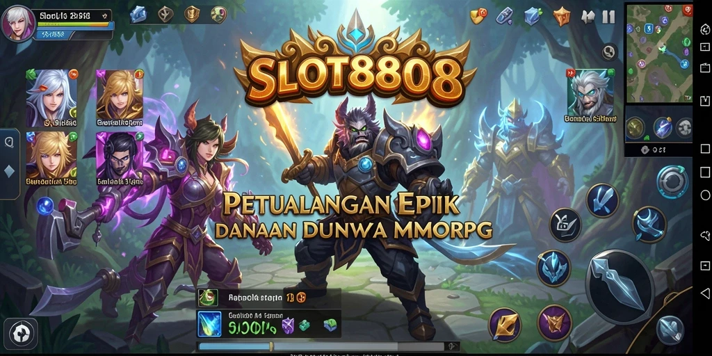 Tampilan screenshot SLOT8808 menampilkan pertarungan epik di dunia MMORPG.
