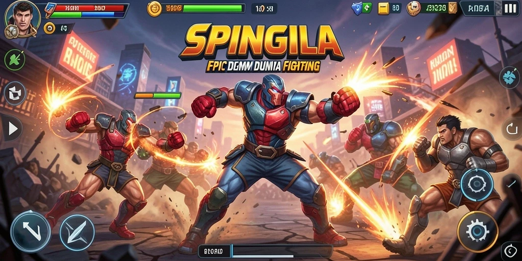 Tampilan gameplay pertarungan yang menegangkan di SPINGILA.