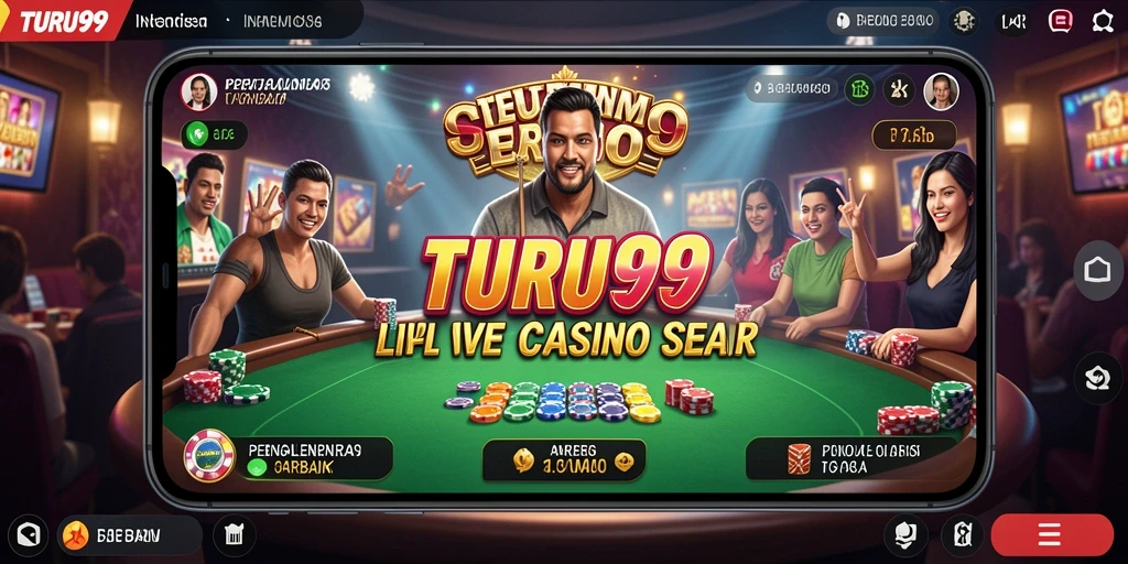Tampilan gameplay Live Casino yang menegangkan dan interaktif di TURU99.