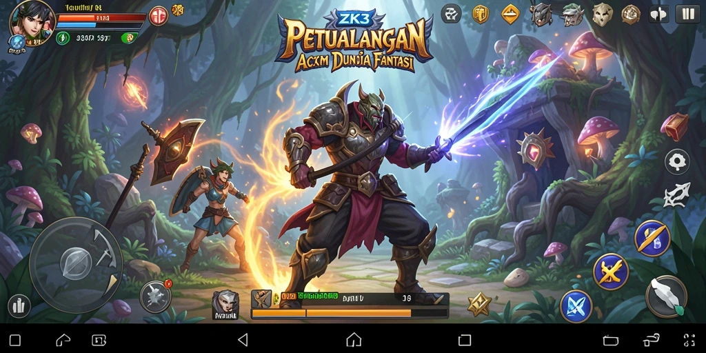 Screenshot gameplay ZK3 menampilkan aksi seru dan karakter bertempur.